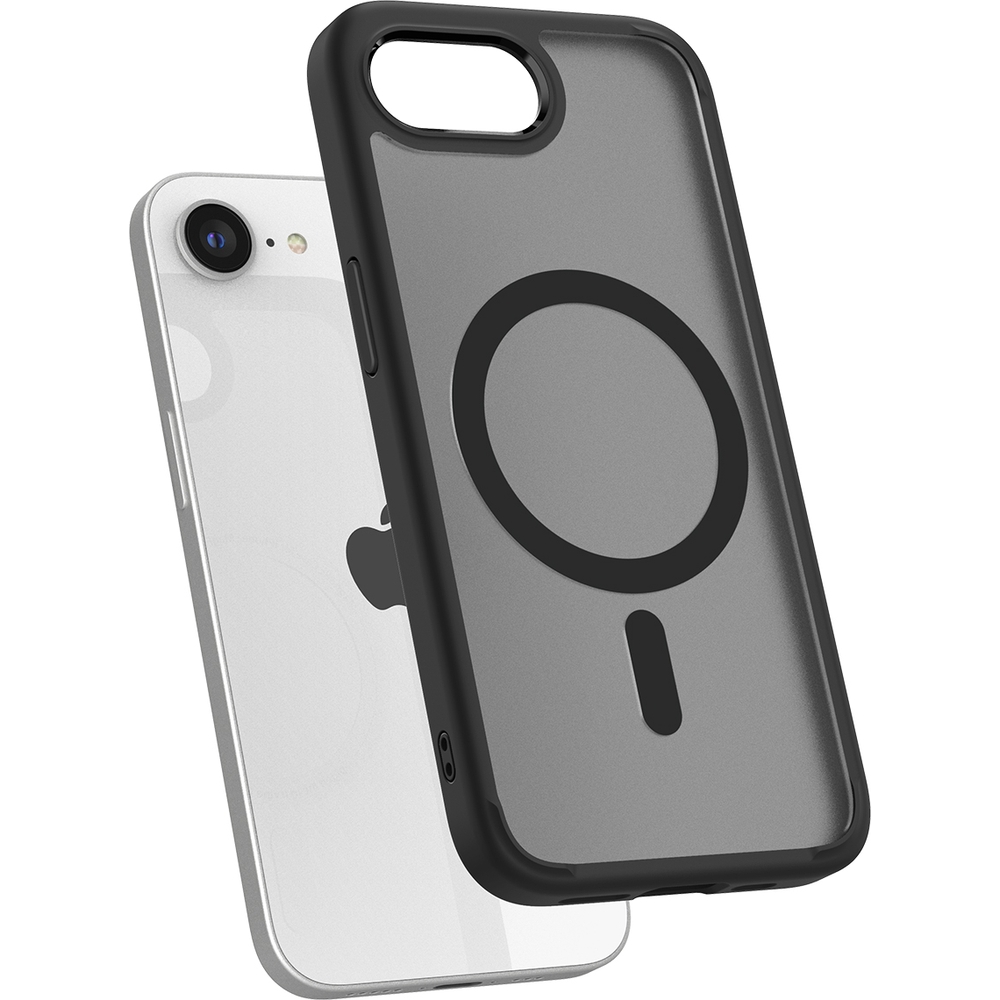 Etui Spigen Crystal Hybrid Mag do MagSafe do iPhone 16e, szaro-czarne